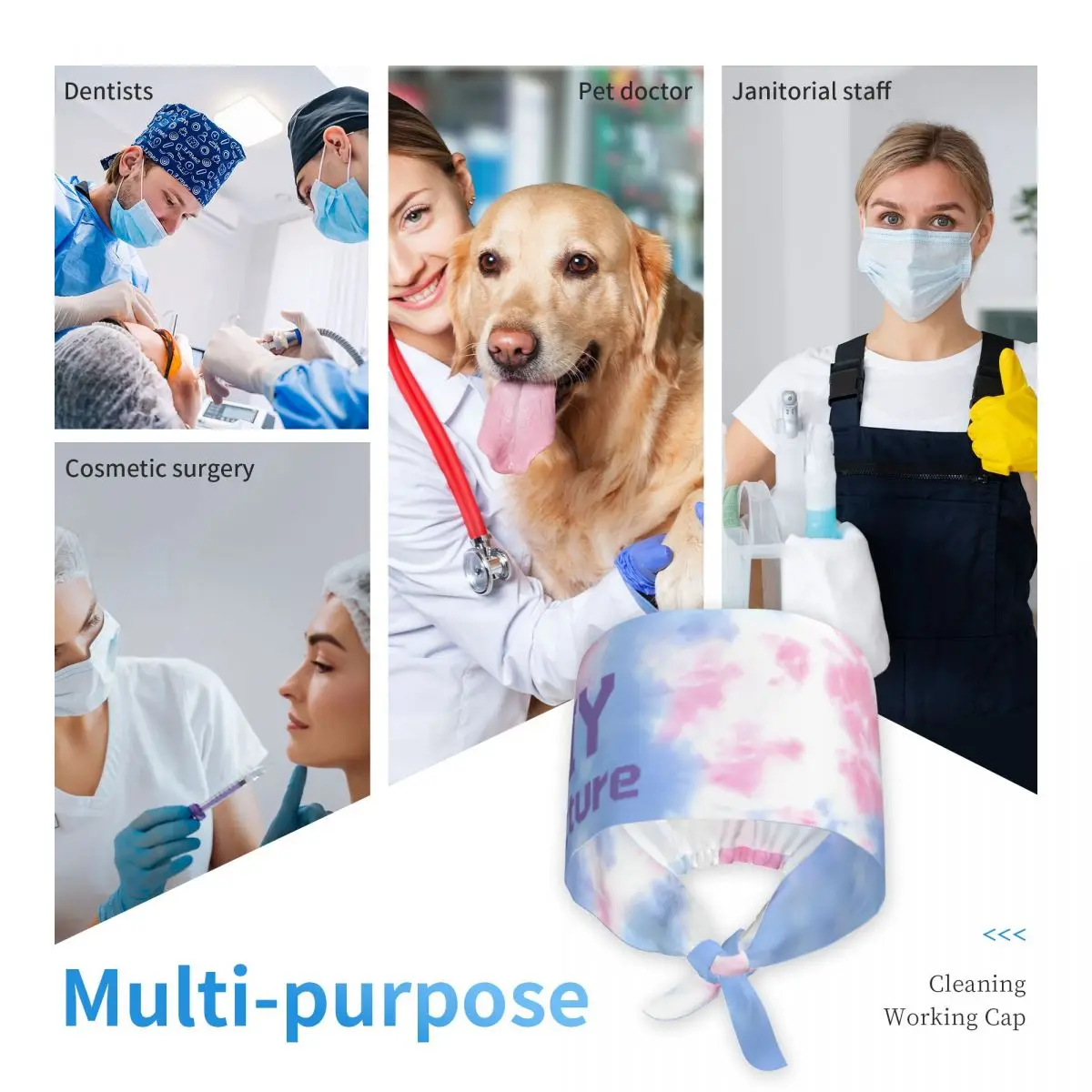 Gorros exfoliantes DIY con su imagen, personalización personalizada, operador, gorros quirúrgicos de enfermería, agencia de cuidado de mascotas, gorro de trabajo médico veterinario