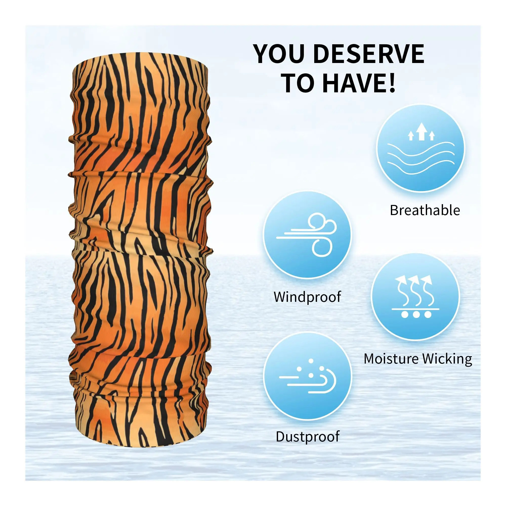 البنغال النمر الحيوان باندانا الرقبة الجراب مطبوعة التفاف قناع وشاح متعدد الاستخدام أغطية الرأس ركوب للرجال النساء الكبار تنفس