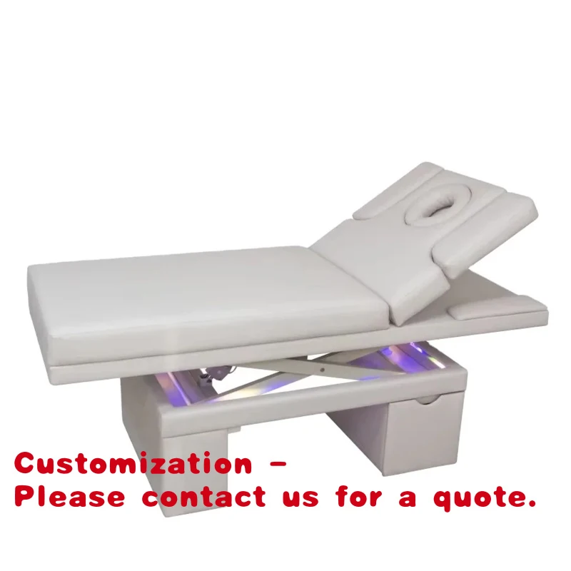 

custom.LED Light Beauty Salon Furniture Massage Tables Beds Spa 3 Motor Lash Bed White Massage Bed