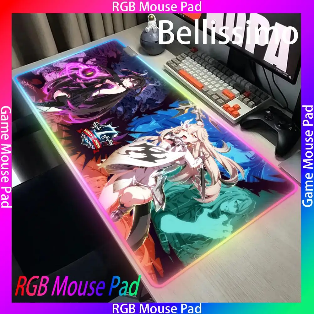 

Epic Seven RGB коврик для мышки с аниме Carpe большой ПК геймерский компьютер светодиодный Mausepad клавиатура игровые аксессуары Настольный коврик