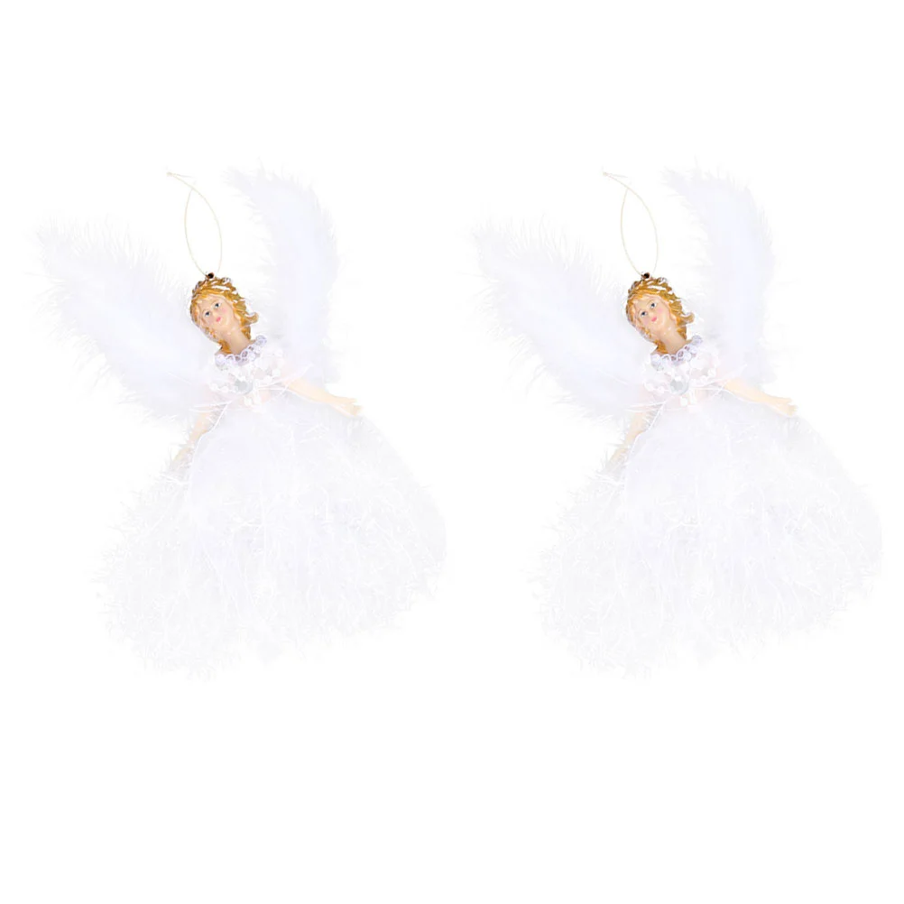 2 Pcs Plush Angel Pendant Creative Angels Dolls Hanging Ornaments Christmas Theme Tree Pendants Decorations