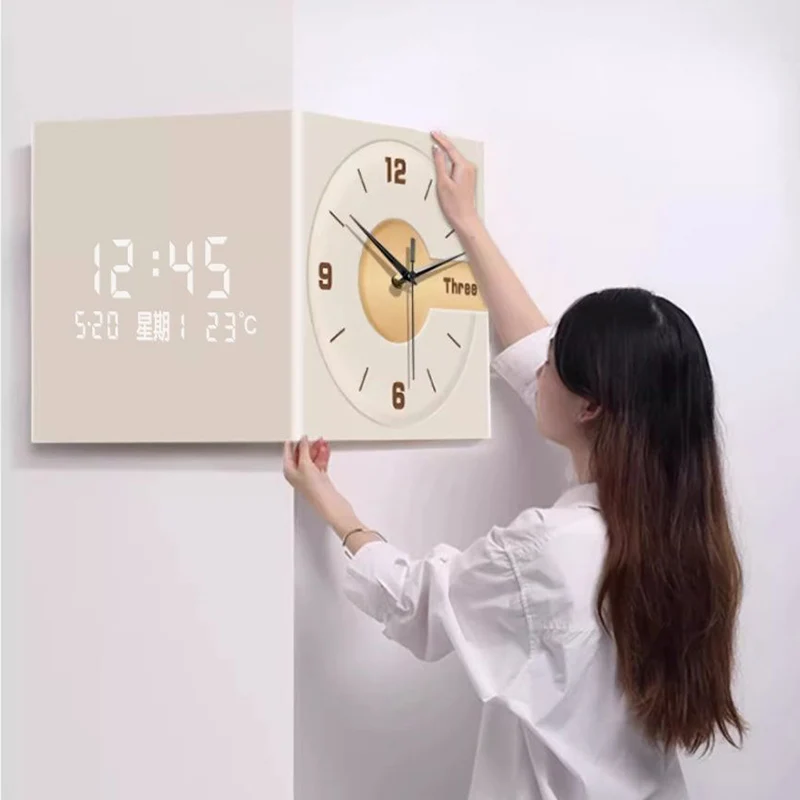 Minimalist Creativity Wall Clocks Large Wall Clocks Living Room Decor Clock Corner Luxury Timepiece Clock Decorate House Design