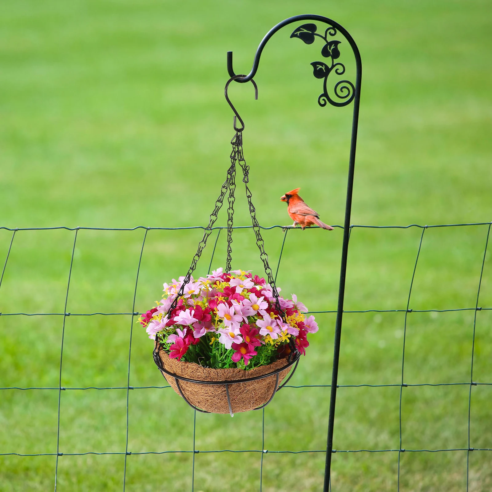 

Artificial Flower Hanging Basket Pink Red Silk Fake Flowers Home Decor LifelikeFlowerIndoor Outdoor Plants Decor