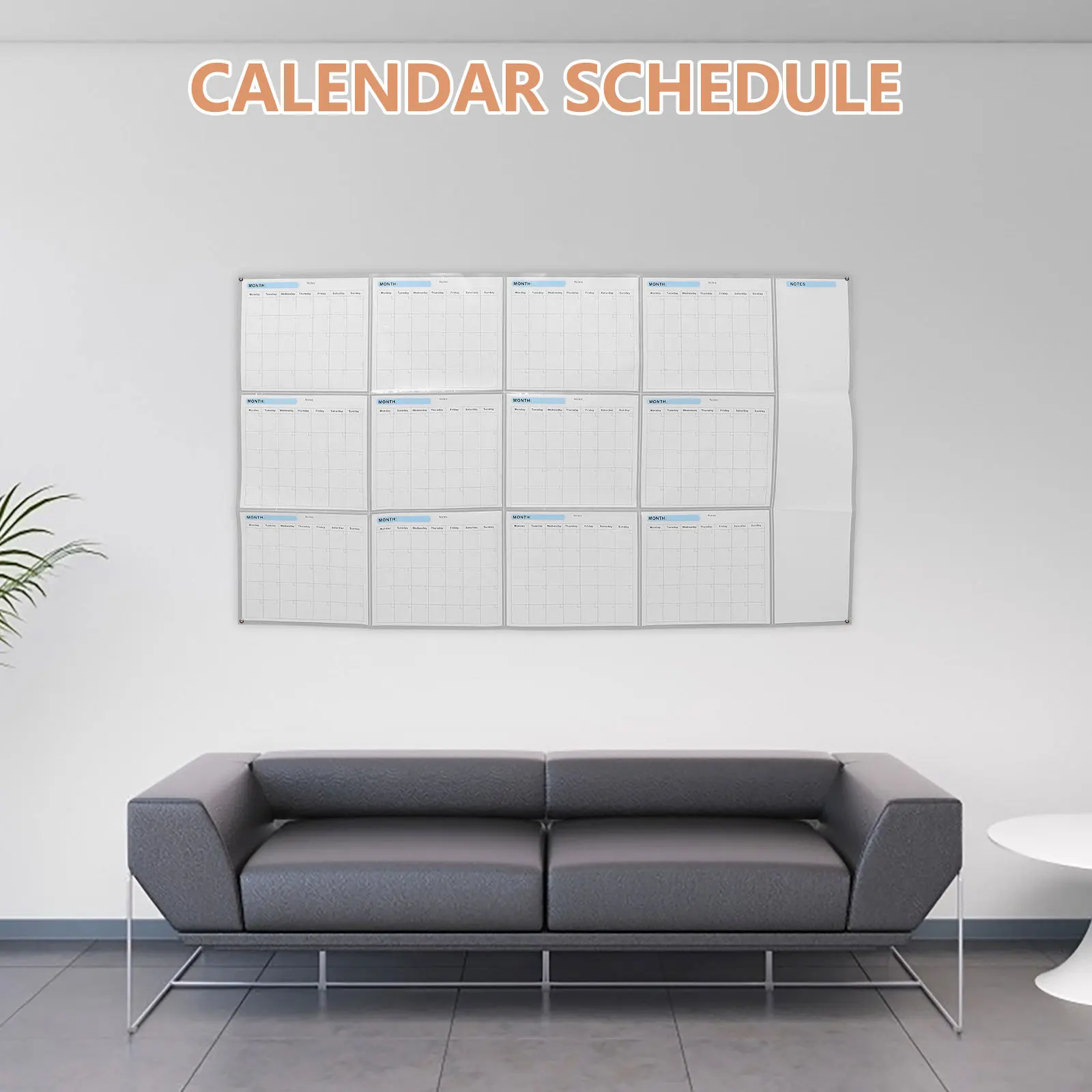 

Гигантский настенный календарь 34x58 см, без дат, многоразовый, для планирования на год, большой, с возможностью записи, многоразовый, настенный календарь-планер с сухим стиранием, ежемесячный