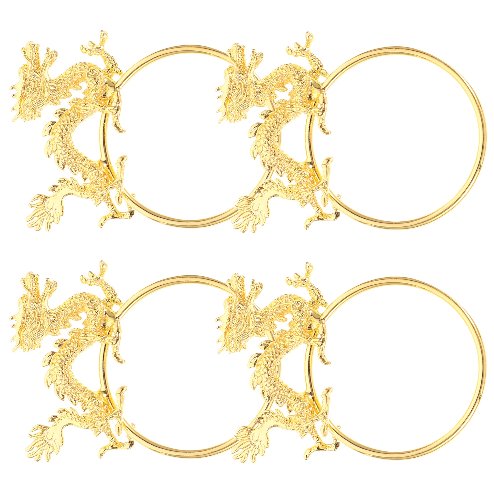 

4pcs Napkin Rings Dragon Design Metal Gold Elegant Table Holders Serviette Ring Set for Party Holiday Dining Decor