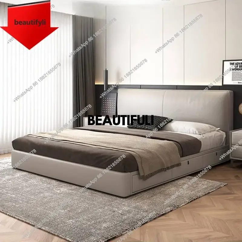 

Q181 Waterproof Frame Double Bed Bedroom Designer Platform Headboards Double Bed Wooden Modern House Letto Matrimonile Furniture