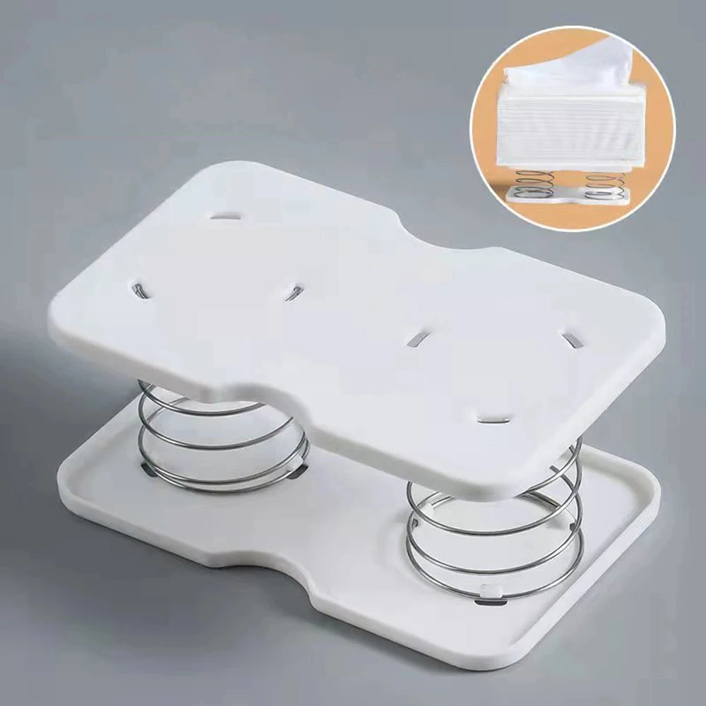 Tissue Box Tissue Dispenser Spring Automatic Lift Spring Loaded Tissue Box Office Home Kitchen Toilet Bracket Kitchen Organizer