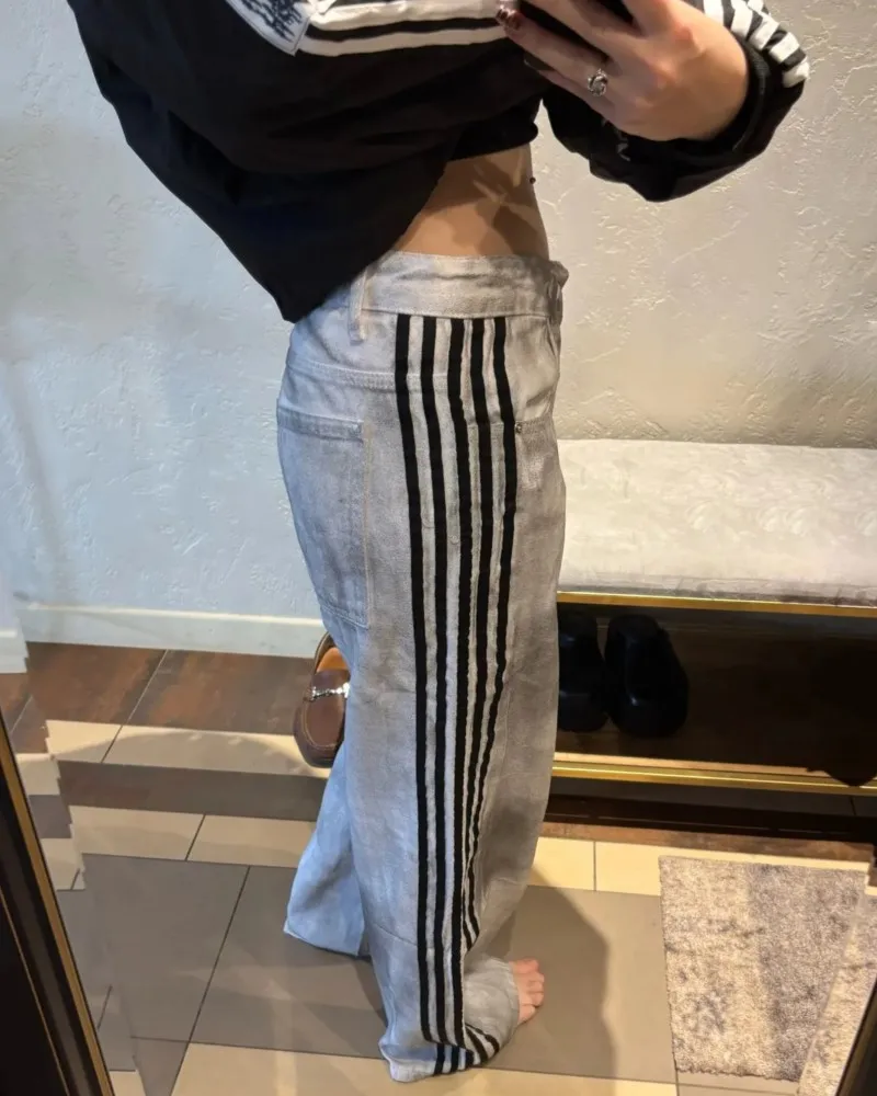 Y2K Jeans larghi Retro Vecchi lavati da uomo Pantaloni sportivi Harajuku a righe ricamati Donna Hip Hop Streetwear Pantaloni casual in denim a gamba larga