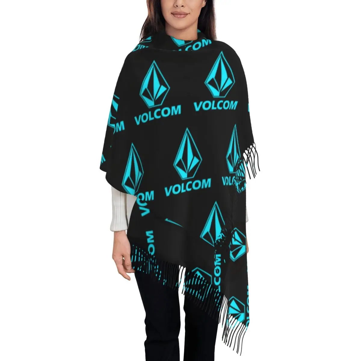 Écharpe avec logo Volcom imprimé personnalisé pour hommes et femmes, écharpes chaudes, châle rond, hiver, automne