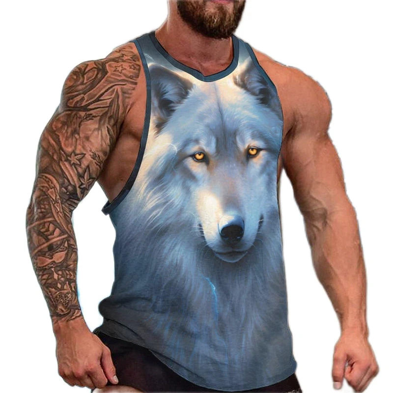 Fashion Tiger Lion 3D Print Tank Tops Men Casual Hip Hop Streetwear Oversized Fitness Vest Harajuku Sleeveless Top Man Clothing