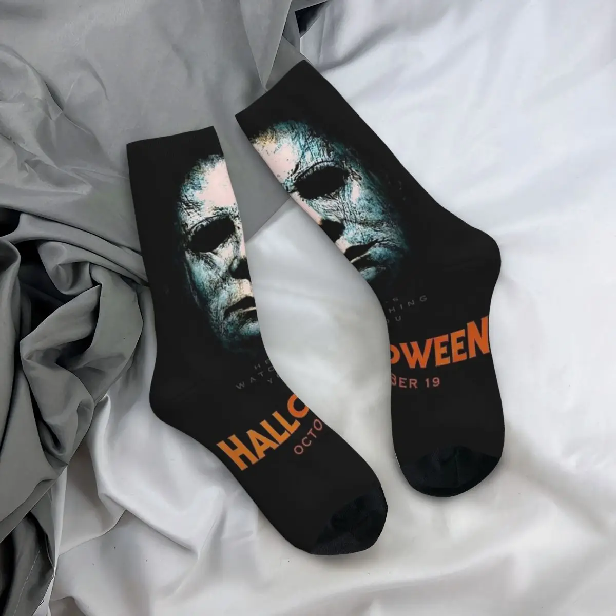 Calcetines de película de terror para hombre y mujer, medias cálidas y felices, estilo callejero, Halloween, Michael Myers, Unisex