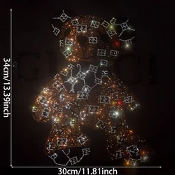 Hot fashion hot rhinestone bear glitter sequins DIY clothes T-shirt Sweater decorative stickers Clothing Accessories