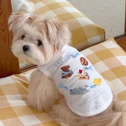 Puppy Clothes Gift Bear Vest Summer Thin Pet Bow T-shirt Teddy Cartoon Two-legged Clothes Casual Dog Clothes XS-XL