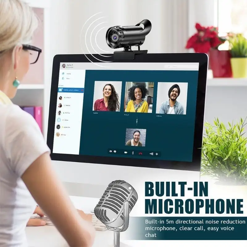 652F 2K 4K High Definition Webcam with Built-in Microphone Wide View USB2.0 Plug and for Play Camera for Conference