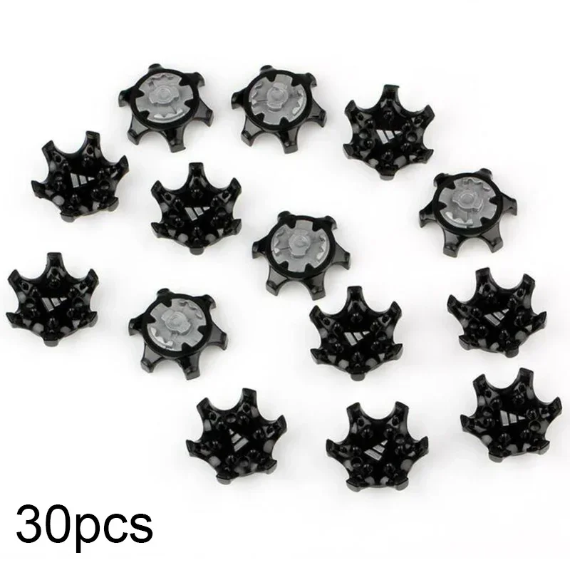 30PCS Golf Shoe Spikes Replace Clamp Cleat Screw-In Removal Tools 2.9x1.2cm Plastic Black Soft Durometer TPU Golf Accesseries