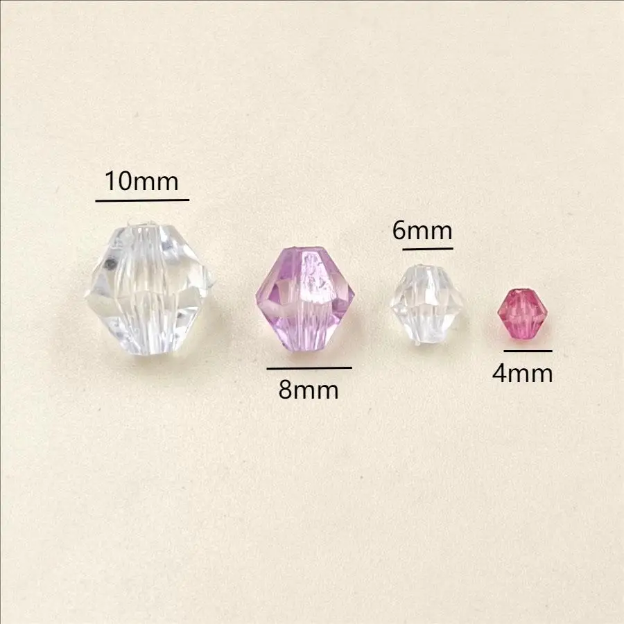 4mm/6mm/8mm Acrylic Mix/White Transparent Bicone Faceted Beads DIY for Bracelets Necklaces Jewelry Making