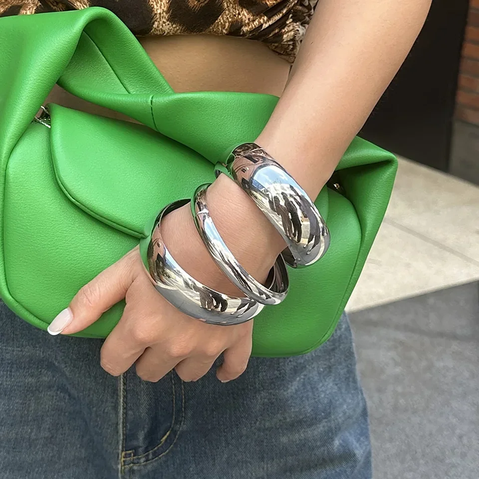Bold Vintage Gold Silver Bangle Set for Women, Stylish Spring Fashion Statement Bracelets