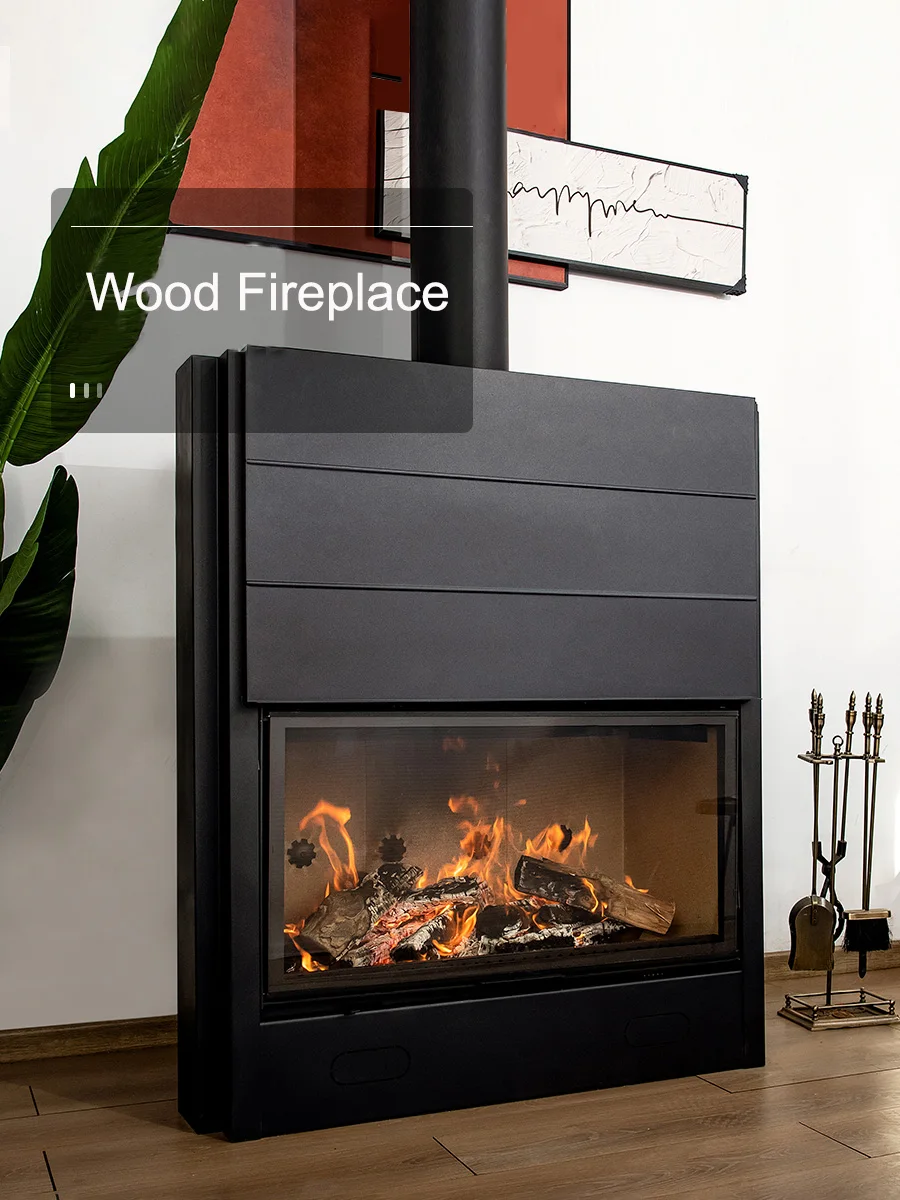 European Style Real Fire Wood-Burning Fireplace Heater Embedded Steel Stove for Home Interior Decoration for Living Room Villa