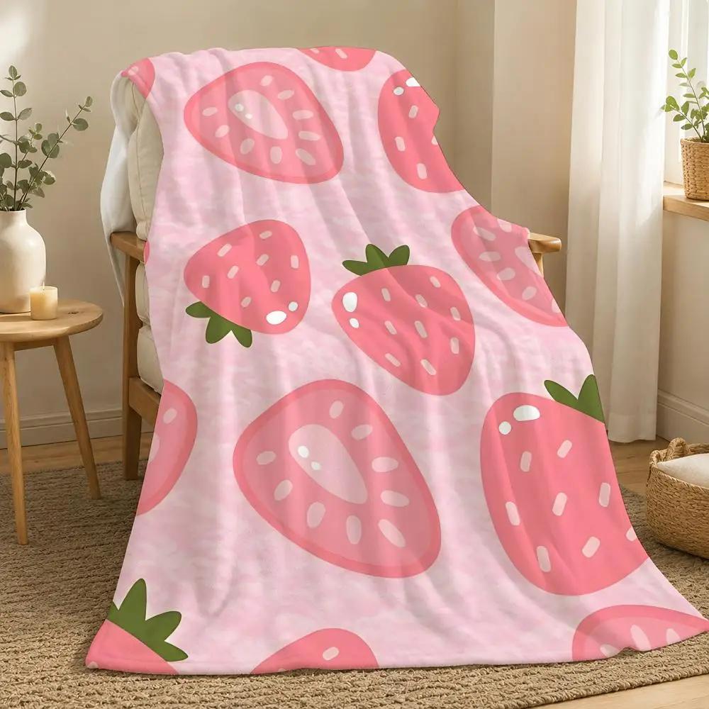 Strawberry Fruit Wall Art Throw  flannel blanket, suitable for sofas, beds, offices,  exquisite gift blankets