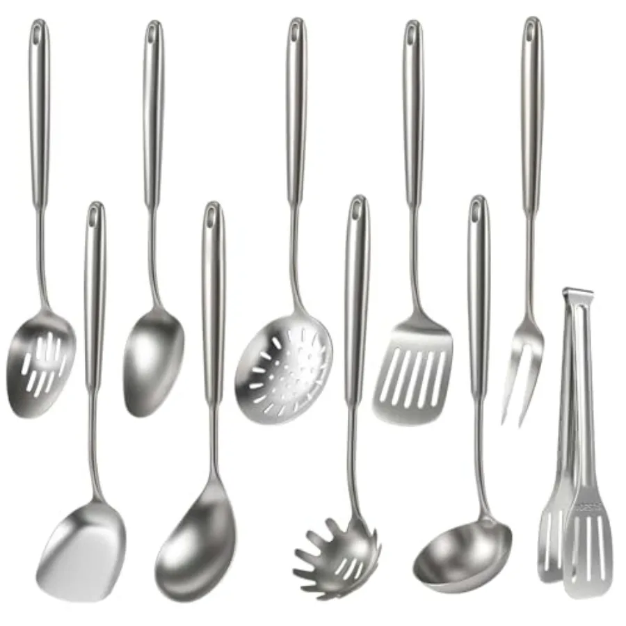 

Набор кухонных принадлежностей из нержавеющей стали 304, 10 предметов: половник, ложка-скиммер, ложка для спагетти, лопатка