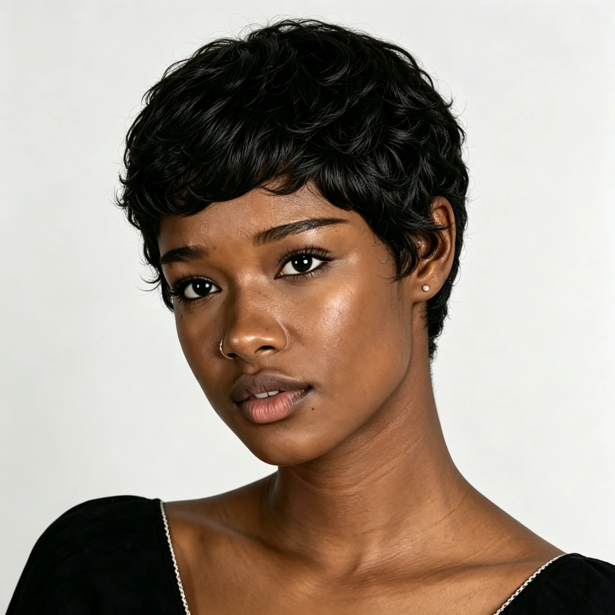 Pixie Cut Wigs For Women Human Hair Short Bob Wig With Bangs Layered Pixie Cut Wig 9A Brazilian Human Hair Full Machine Made Wig