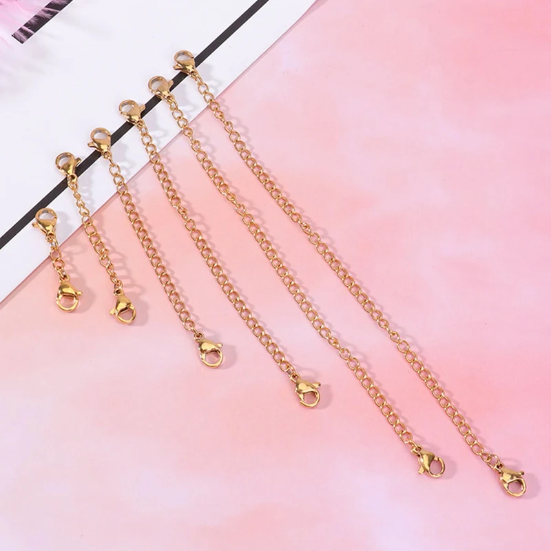 6 uds hebilla de langosta de acero inoxidable collar cadena de extensión pulsera a granel cadenas extendidas extensor de cola para hacer joyería DIY