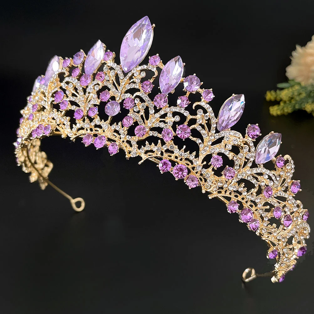 Crown Hair Accessory Vintage Decor Rhinestone Elements Cosplay Head Grace Headdress Elegant Delicate Zinc Alloy Bride Women's