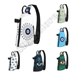 Greek Amulet Evil Eye Lucky Charm Sling Modern Chest Bag Hiking Running Sling Bag School Graphic Crossbody Bags Backpack Hiking