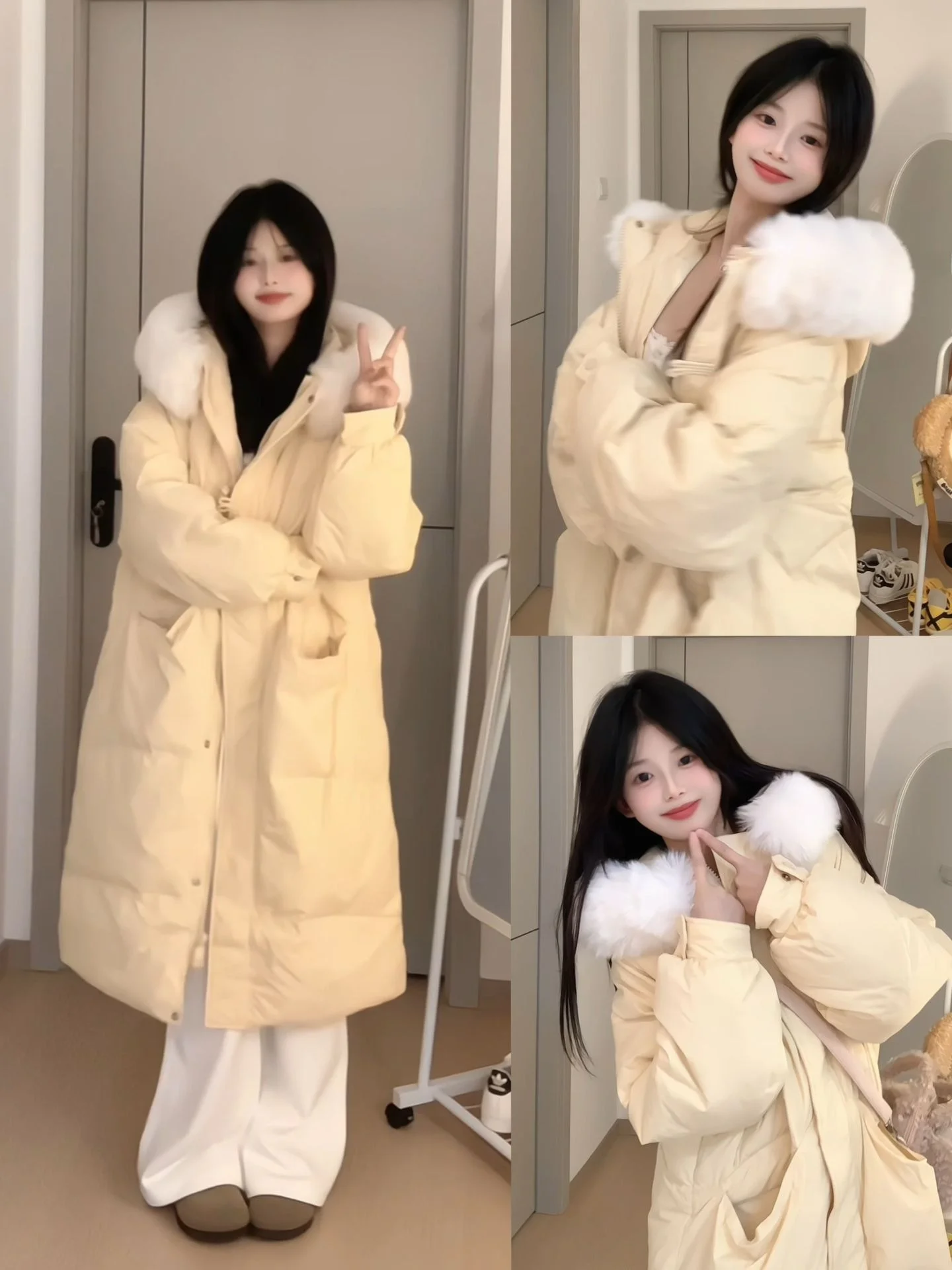 

Корейское стильное длинное пуховое пальто с капюшоном для женщин, зимнее, свободного кроя, высококачественное, теплое, хлопковое, с меховым воротником