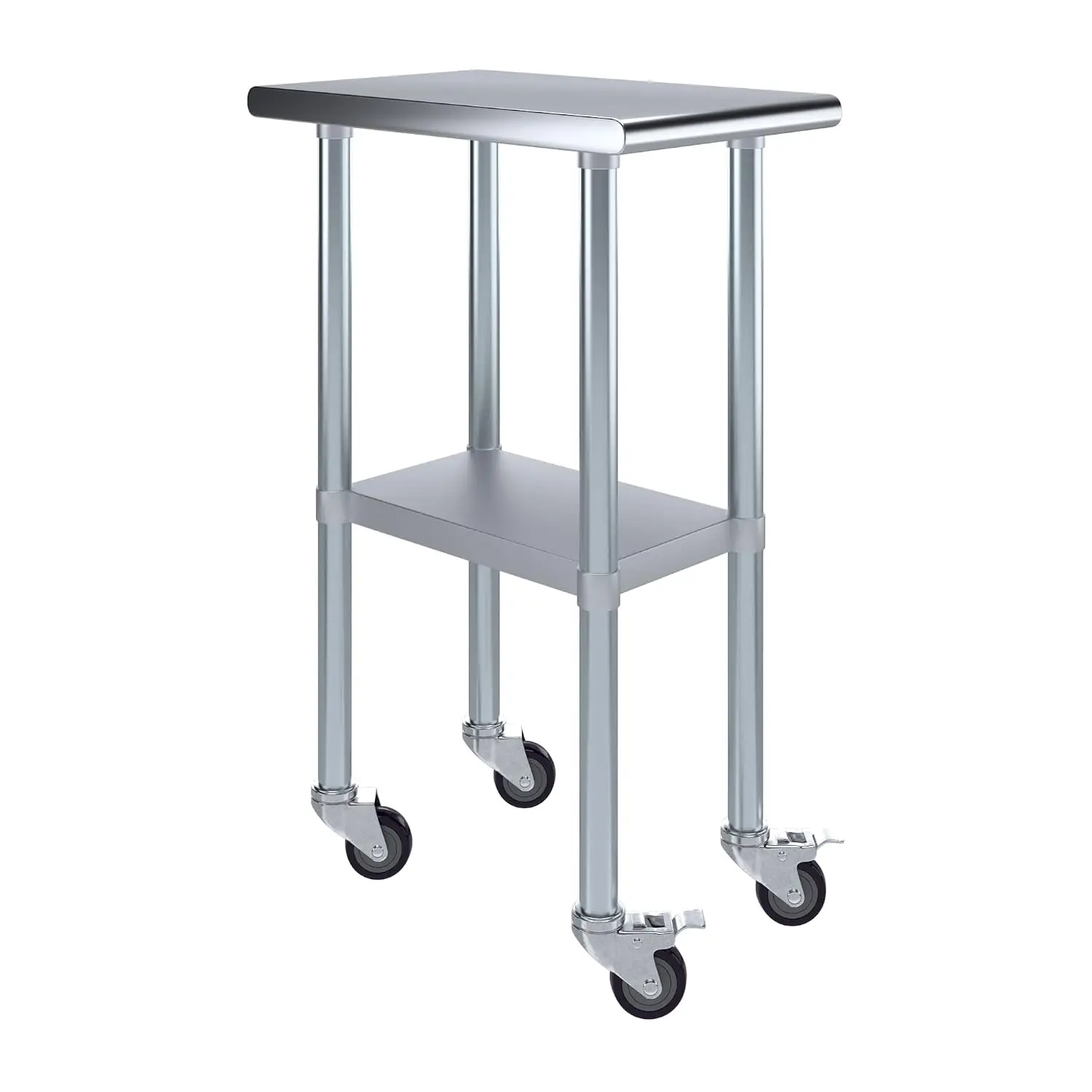 Stainless Steel Work Table with Casters Heavy Duty Metal Utility Table On Wheels Kitchen Island Cart 24x15 Inch, Customized