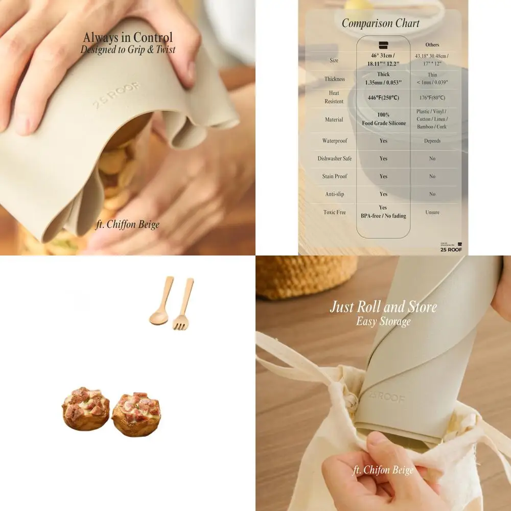 

Набор овальных силиконовых подставок под тарелки (4 шт.) - термостойкие, водонепроницаемые, нескользящие, легко моются, современные обеденные коврики с текстурой под кожу премиум-класса