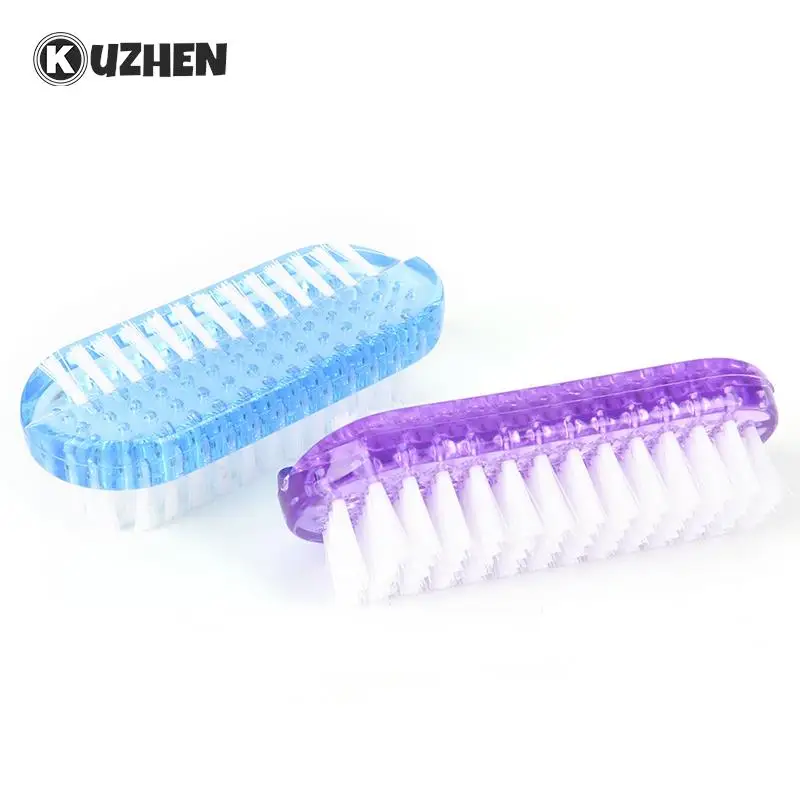 1PCS Blue Purple Plastic Nail Cleaning brush Scrubbing Brush Double Sided Hand Nail Brush Cleaner