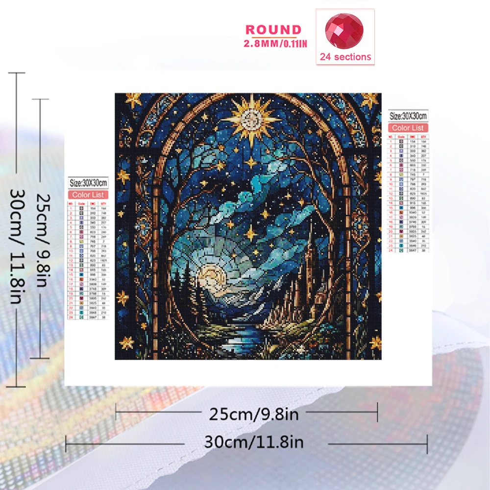 Momoart Sunset Diamond Mosaic Landscape Castle Diamond Painting House DIY Suitable for Beginners River Holiday Gifts Home Decor