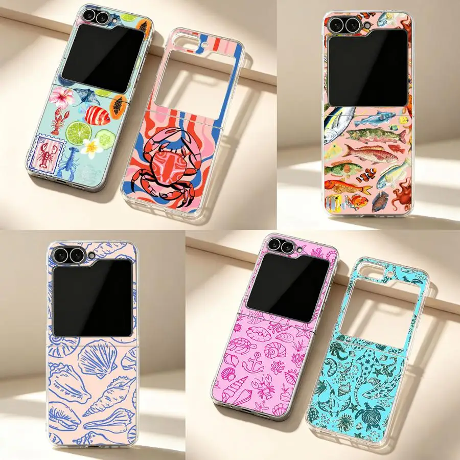 Case for Samsung Galaxy Z Flip 7 Z Flip 6 5 4 3 ZFlip5 ZFlip6 ZFlip7 FE ZFlip3 ZFlip4 Transparent Soft Phone Cover Marine Whale