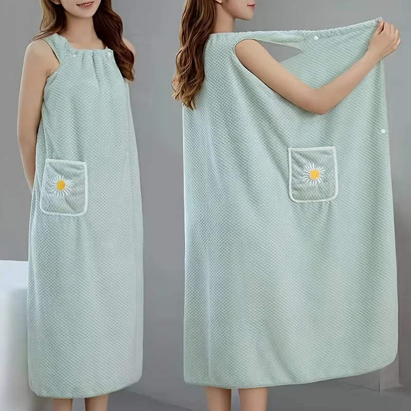 Chal de toalla de baño portátil para mujer, envoltura de baño de forro polar de Coral blando para uso doméstico, albornoz de secado rápido para ducha de otoño e invierno