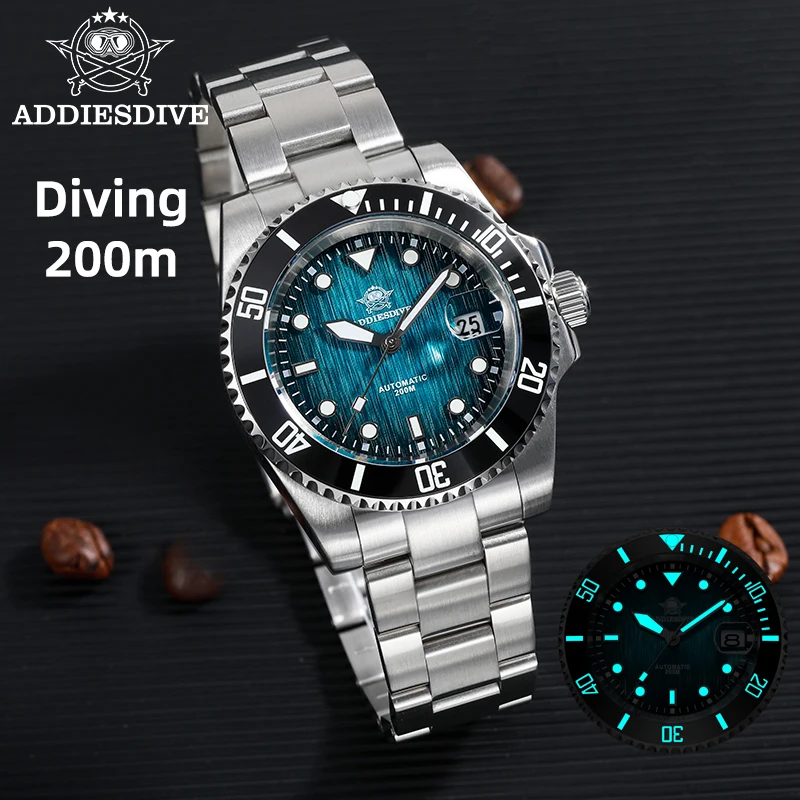 

ADDIESDIVE Man Automatic Dive Watch Waterproof 200m Sapphire Super Luminous Watches 41mm Ceramic Bezel Luxury Mechanical Watch