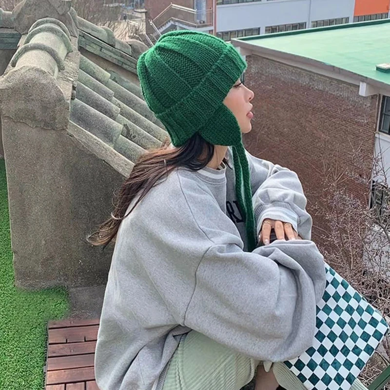 Gorros de punto para mujer, gorros de punto cálidos para invierno, pasamontañas, gorros para exteriores para mujer, gorros con protección para los oídos para esquí a prueba de viento