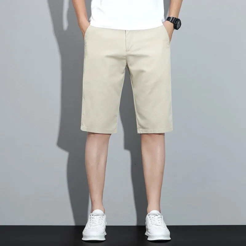 

Summer Thin 5Point Cool Straight Men's Faion Brand orts Casual Tight Fit mid Waist Straight Leg Neutral Color Daily Wear