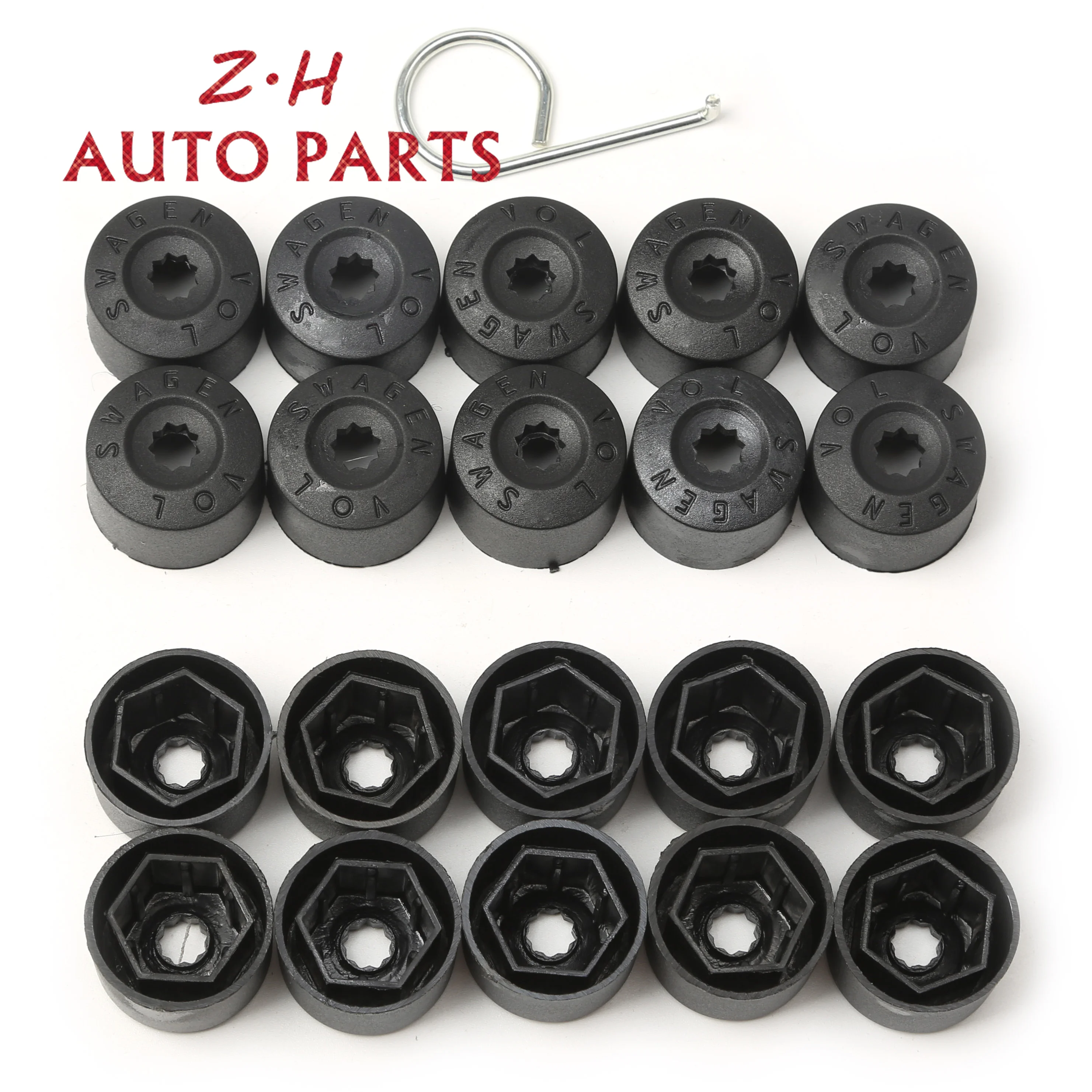 20Pcs 1K0 601 173 A Black Wheel Lug Nut + Anti-theft Wheel Lug Nut Cap Cover For Passat Jetta Golf MK5  3C0 601 173 A