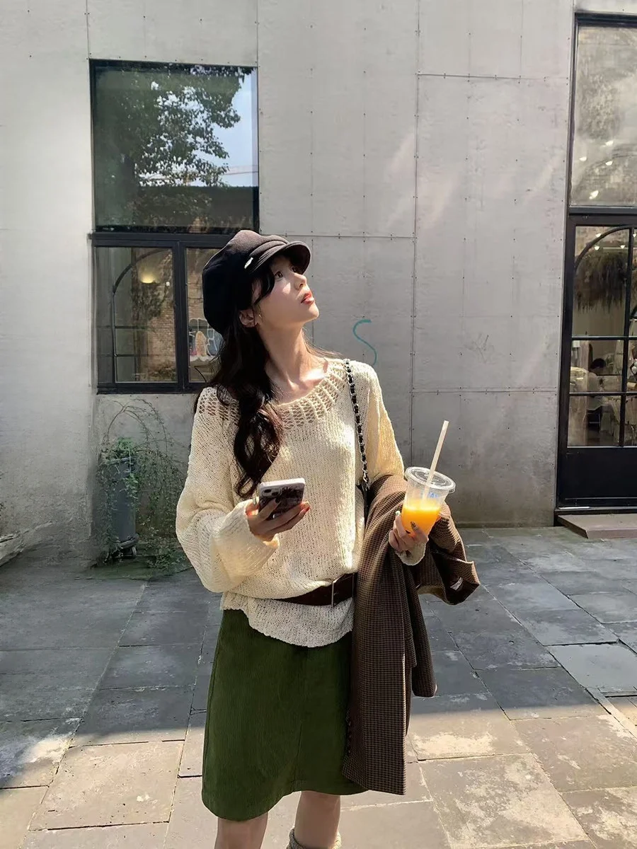 

Мягкий женский вязаный топ Long Sve, повседневный вязаный свитер свободного покроя, осенний многослойный свитер Faion