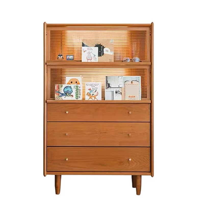 

Simple solid wood dining side cabinet, Japanese-style five-bucket modern storage, Nordic storage, sofa side cabinet