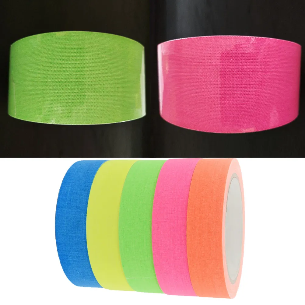 

УФ-реактивная флуоресцентная хлопковая лента: светящаяся клейкая лента высокой видимости для театральных реквизитов, киносъемки, настенного искусства