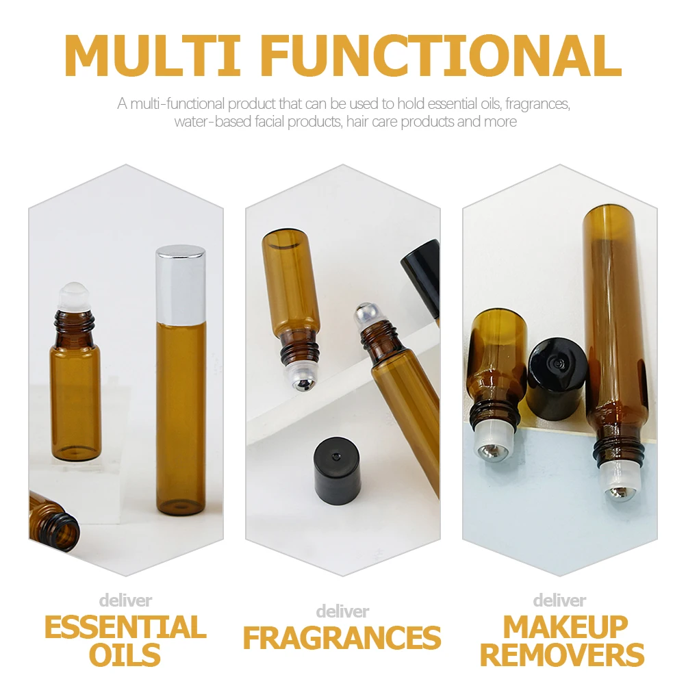 20Pcs Roll on Bottles 3Ml Glass Essential Oil Roller Bottles Refillable Smooth Thick for Aromatherapy and Perfume Storage