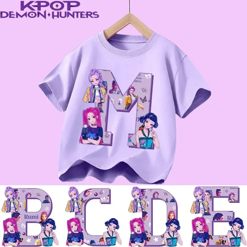 2026 Kinder-Baumwoll-T-Shirt, Mädchen-Sportshirt, 2026 neues Sommer-Kurzarm-Freizeitoberteil, A-Z-Buchstaben