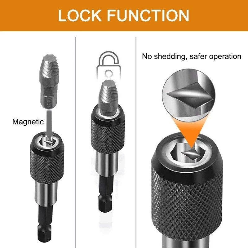 Damaged Screw Extractor Set Removal Tool Drill Bit Easy Out Disassemble Bolt Stud Slip Teeth Demolish Stripped Broken Remover