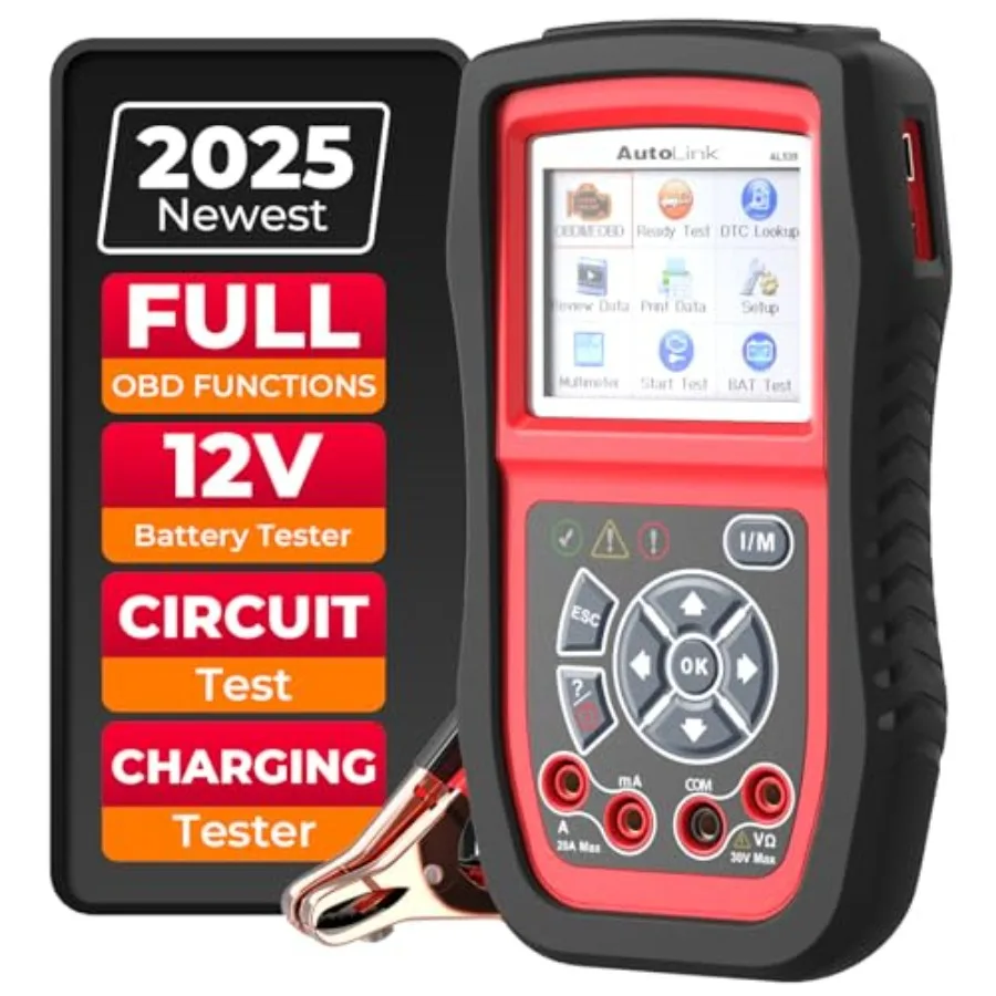 AL539B Obd2 الماسح الضوئي 3in1 قارئ الرمز جهاز اختبار بطارية Avometer لبطاريات 12 فولت تشخيص OBDII الكامل وبداية الدائرة C
