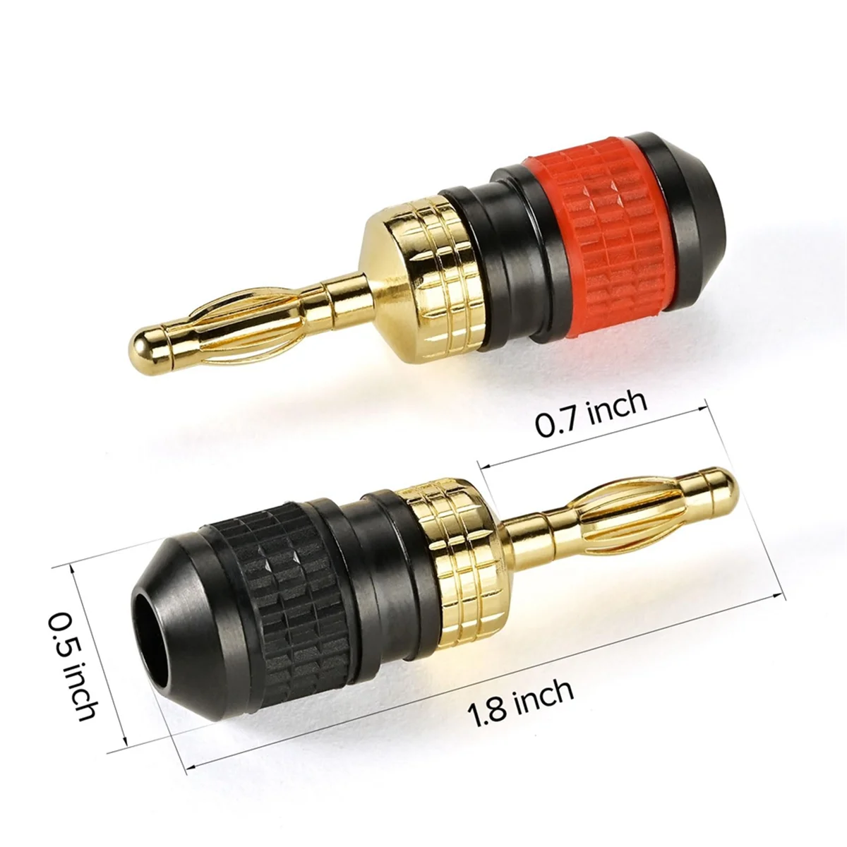 Plugues banana de conexão rápida banhados a premium: conector de alto-falante de segurança, com base mais ampla para transferência máxima de sinalABGI