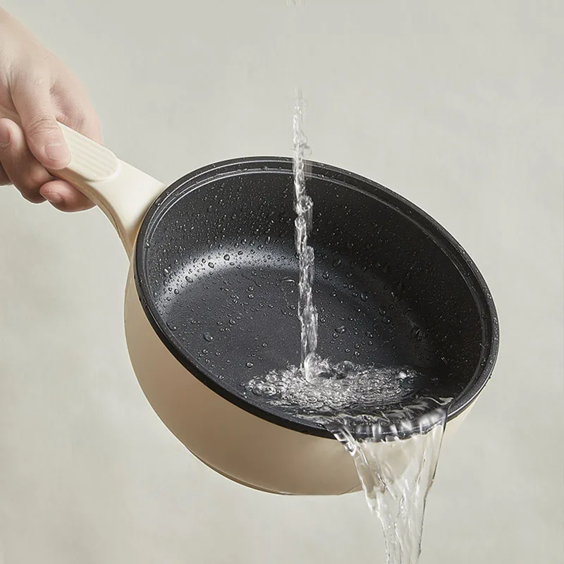 หม้อหม้ออาหารไฟฟ้าสองชั้นรูปหมีหม้อทอดไฟฟ้าอเนกประสงค์1400W หม้ออาหารแยกหม้อเคลือบสารกันติด