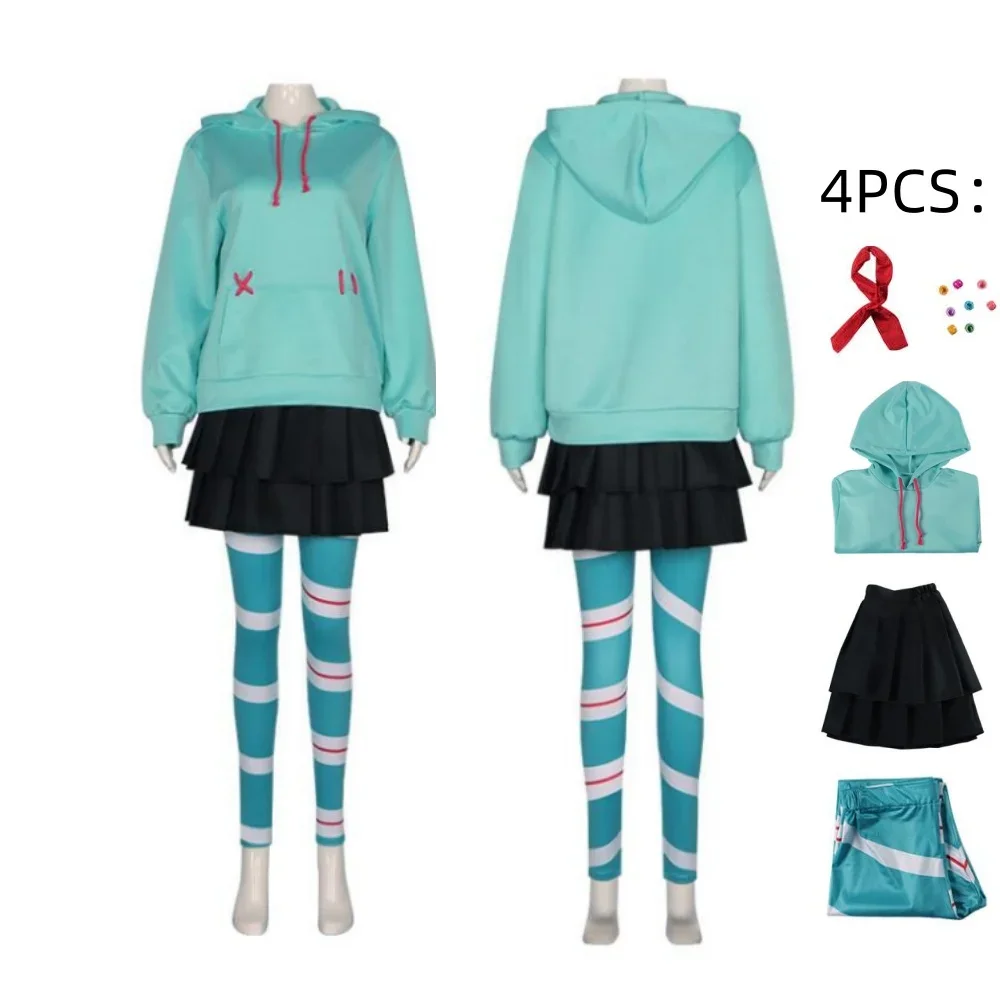 Child Adult Anime Vanellope Von Schweetz Cosplay Costumes Cute Girl Sportswear Spring Women Uniform Hoodie Pants Suit Halloween