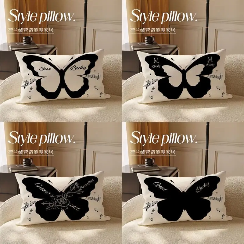 Chinese Butterfly Pillow,Retro Living Room Sofa Pillow,Bedroom Dormitory Headboard Ultra Soft Cushion,Exquisite Home Decoration